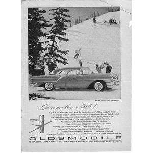 Oldsmobile Golden Rocket 88 Sedan Skiing 1960s Vintage Print Ad 9 in TEAR